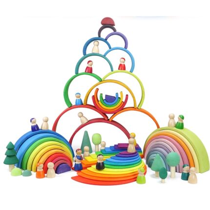 12pcs stacked rainbow blocks wooden toys for kids