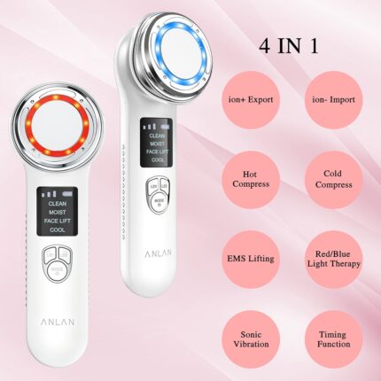 Anlan 4 in 1 ems facial massager device ultrasonic skin care led light therap