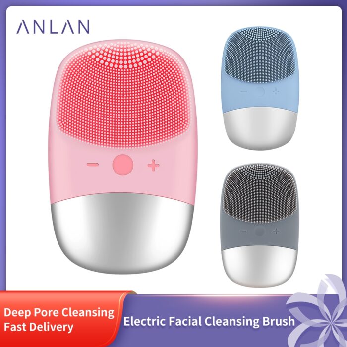 Anlan sonic electric facial cleansing brush silicone mini face cleaner skin massager deep pore cleaning face cleansing brush