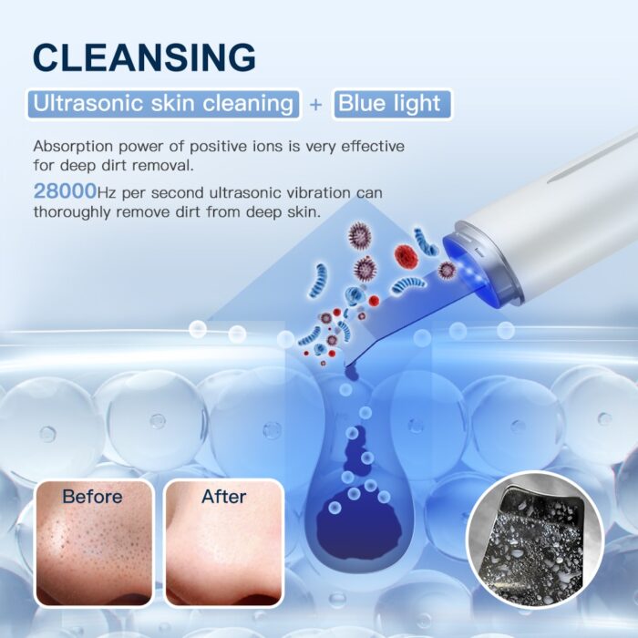 Ultrasonic skin scrubber peeling shovel blue light facial sprayer
