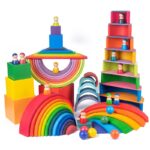 Baby toys large size rainbow building blocks wooden toys