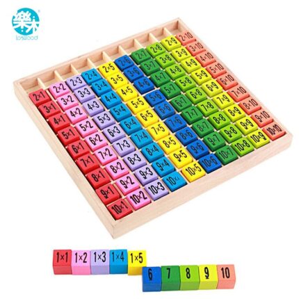 Baby wooden toys 99 multiplication table math toy 10*10 figure