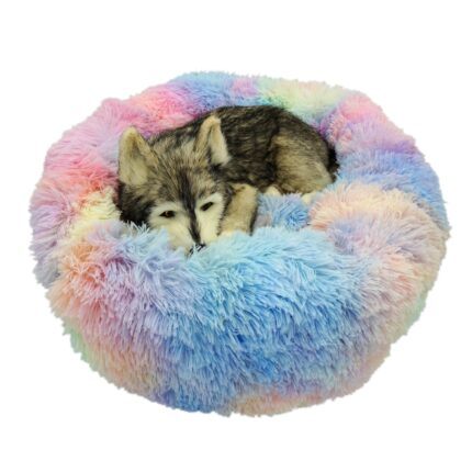 Calming dog bed sofa round plush mat for dogs