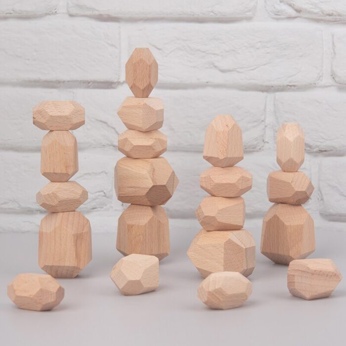 Children’s wooden colored stone building block educational toy