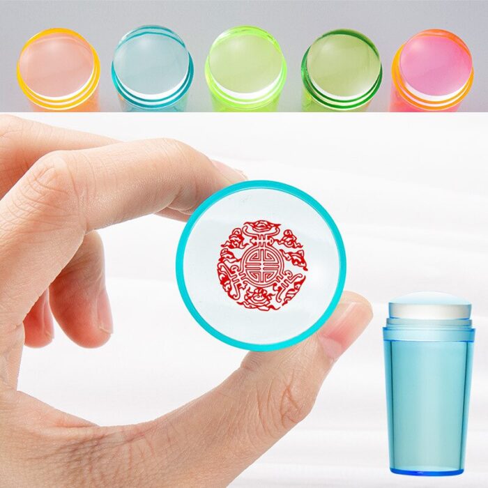 Colorful transparent nail stamper with scraper jelly silicone stamp