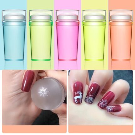 Colorful transparent nail stamper with scraper jelly silicone stamp