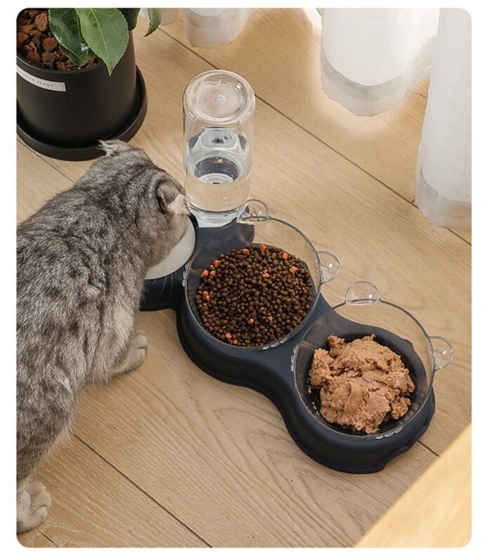 Pet bowl cat bowl dog bowl automatic drinking bowl cat food bowl anti slip double bowl easy to clean pet supplies cat supplies