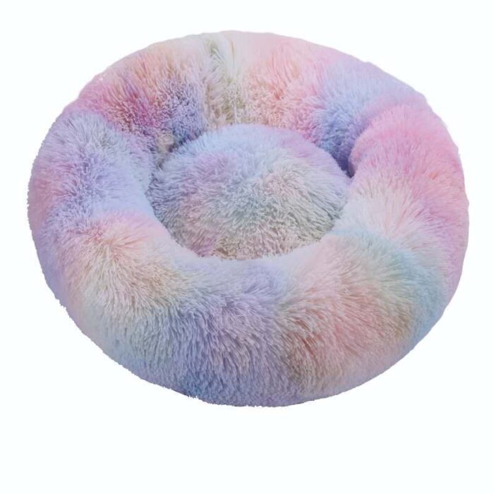 Round cat beds house soft long plush best pet dog bed for dogs