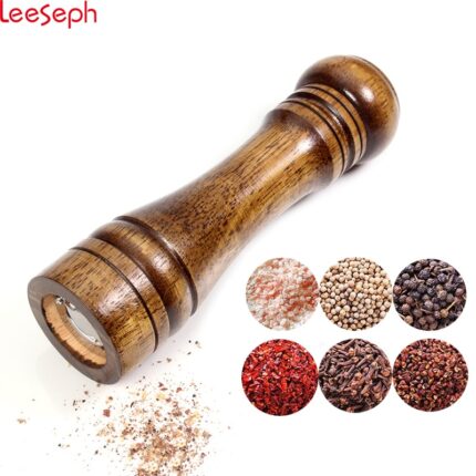 Salt and pepper mills, solid wood pepper mill with strong adjustable ceramic grinder 5″ 8″ 10″ – kitchen tools by leeseph