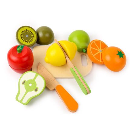 Simulation kitchen pretend toy wooden cutting fruit vegetable set