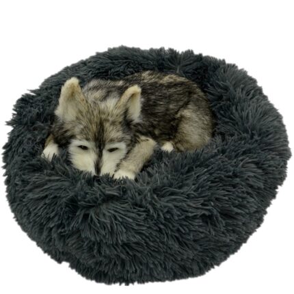 Soft dog bed round washable plush cat bed