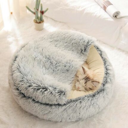 Winter 2 in 1 cat bed round warm pet bed