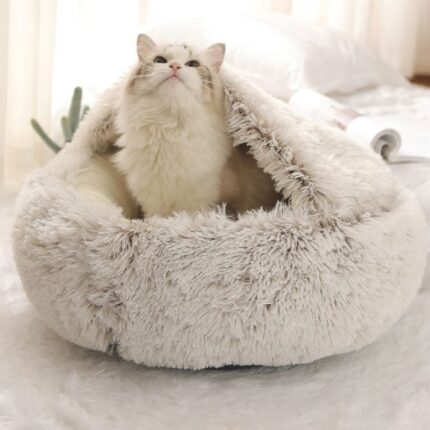 Winter 2 in 1 cat bed round warm pet bed