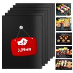 0.25mm bbq grill mat set, 100% non-stick baking mats – works on gas, charcoal, electric grill and more – barbecue tools
