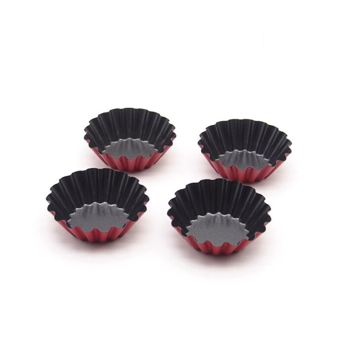 12-pack vibrant round reusable and nonstick cupcake and muffin baking cup, (red 6x4x2cm)
