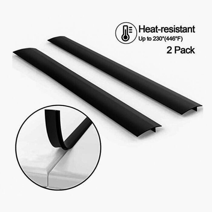 2 pack kitchen stove gap filler cover 21&25″- premium silicone spill guard for stovetop, oven, washer, dryer, washing machine
