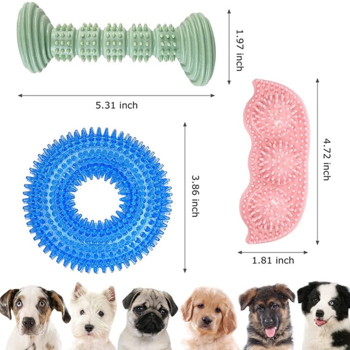 3/6pcs dog chew toys tpr puppy teething clean chewing toys rubber ball squeaky safe bite-resistant pets teethbrush toys