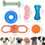 3/6pcs dog chew toys tpr puppy teething clean chewing toys rubber ball squeaky safe bite-resistant pets teethbrush toys