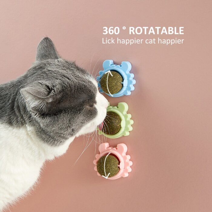360 rotatable catnip ball toy cat licking treat toys healthy cat candy licking snack adhesive edible pet cat interactive toys