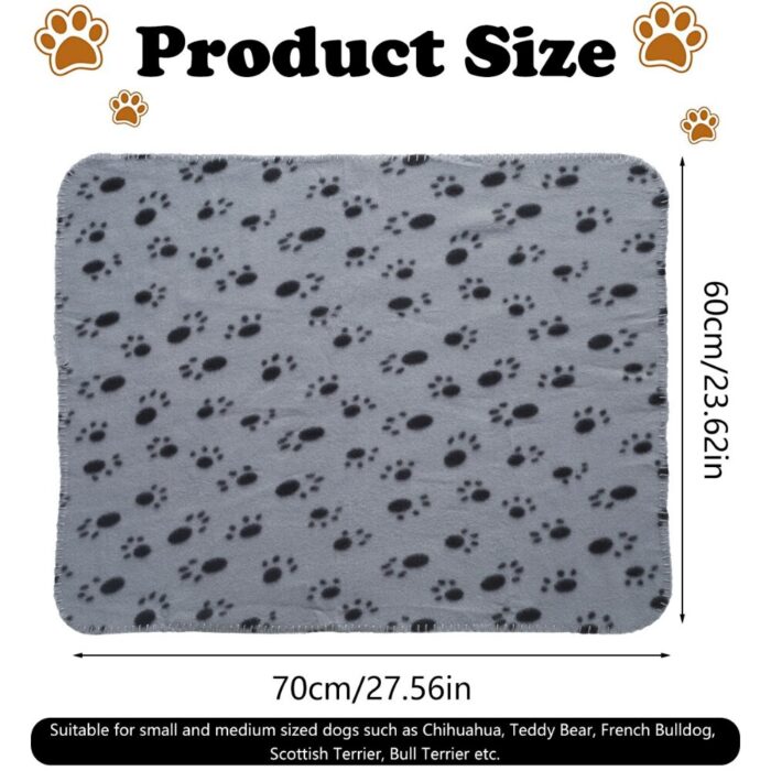 5 pack fleece dog cat blankets soft warm puppy sleep mat bed cover with color paw printing protable outdoor pets fluffy blanket