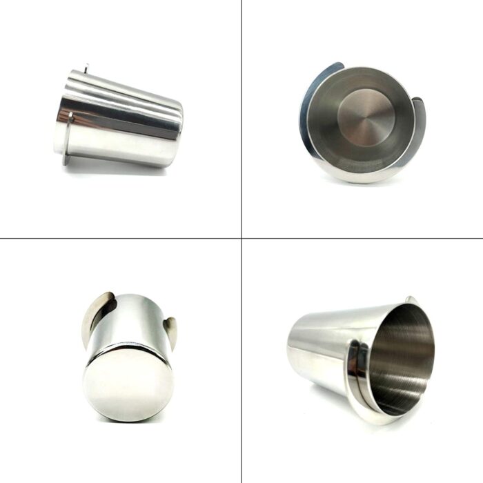 58mm dosing cup, brushed silver, 100% stainless steel, espresso coffee dosing cup, fits 54mm breville portafilters