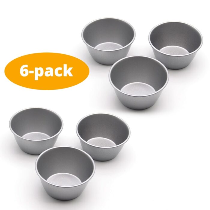 6-pack mini pie muffin cupcake pans bakeware – non-stick steamed pudding molds – cake mold baking tools 3.3 inch tins