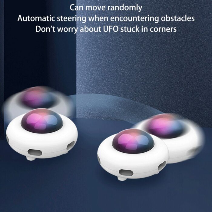 Automatic steering cat toy with feather smart teaser ufo interactive electric turntable catching training toy