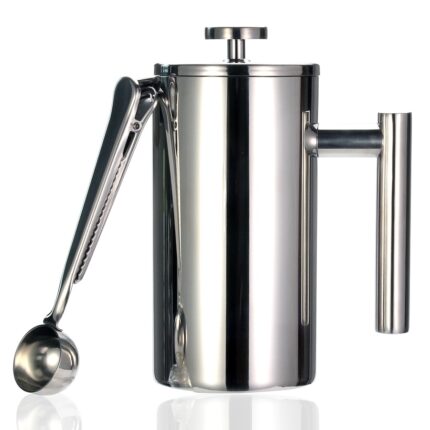Best french press coffee maker – double wall 304 stainless steel – keeps brewed coffee or tea hot-3 size with sealing clip/spoon