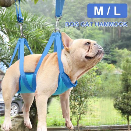 Blue pet grooming hammock set dog grooming harness soft breathable nail clip trimming comb scissor pet restraint bags pet supply