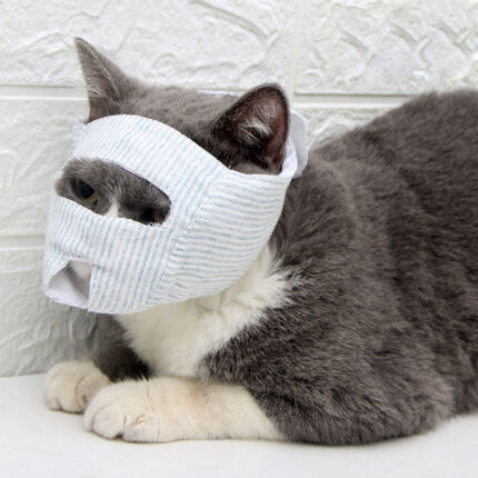 Breathable cat muzzles cotton pet restraint mask for grooming supplies and nail trimming anti bite holder mouth cover bath