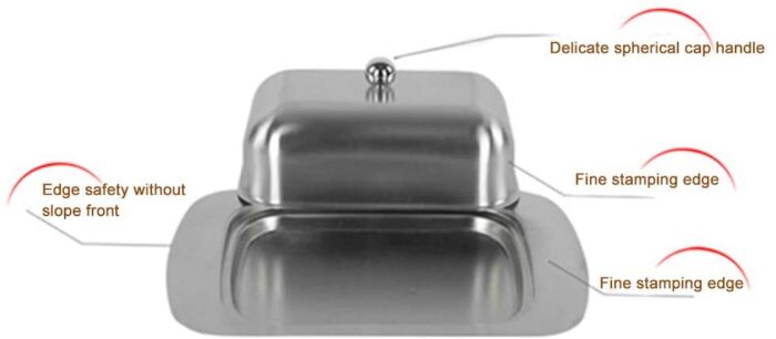 Butter dish, stainless steel butter dish with lid – solid cheese/butter container – butter cheese storage box – ideal butter kee