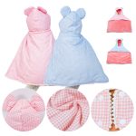 Cat plush cloak with hat cute winter cape coral velvet pink plaid hoodies blanket warm thicken coat pet clothes for kitten puppy