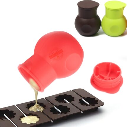 Chocolate melting pot silicone mould butter sauce milk microwave baking pouring kitchen aid tools – red green chocolate