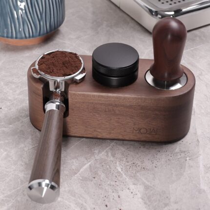Coffee distributor & wood coffee filter tamper holder set for cafe coffee espresso machine accessories