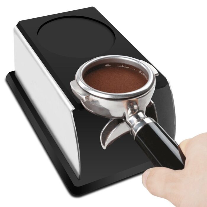 Coffee temper stand, sturdy stainless steel tamping stand for coffee machine and coffee tamper storage base with silicone mat