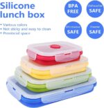 Collapsible food storage containers – 4 pack silicone bento lunch boxes, reusable bpa-free and microwave safe lunch containers