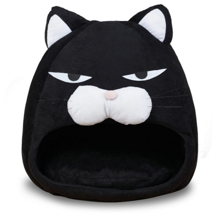 Cute cat house soft closed pet bed with mat removable cushion nest winter warm kitten puppy sleeping cave pets supplies