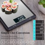Digital kitchen food scale 11lbs/5kg, precision food scale lcd display tempered glass surface touch screen