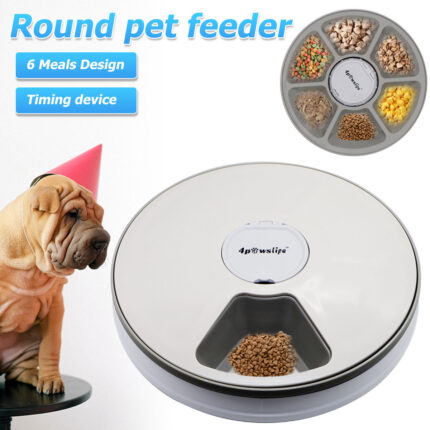 Dog automatic feeder 6 grids auto cat food dispenser programmable timed smart pet feeder with voice reminde food storage box