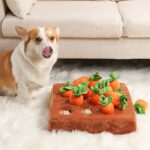 Dog carrot garden toy with non-slip bottom soft cute carrot patch snuffle toys fun interactive chewer toys for pets