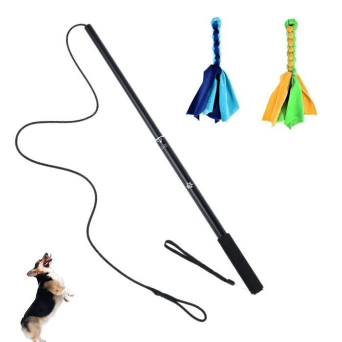 Dog toy flirt pole extendable interactive funny chasing tail teaser and exerciser for pets dogs outdoor playing toys