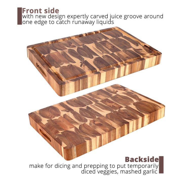 Extra large cutting board, rectangle end grain butcher block, kitchen chopping boards, acacia wood, 18 x 12 x 1.4 inch