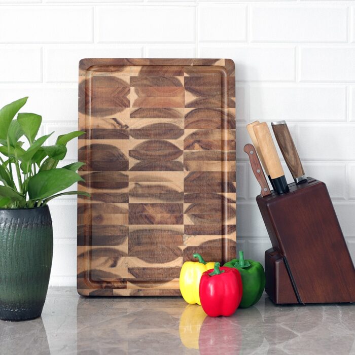 Extra large cutting board, rectangle end grain butcher block, kitchen chopping boards, acacia wood, 18 x 12 x 1.4 inch