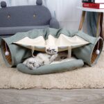 Foldable cat bed house interactive cat tunnel toy drill pipe channel shell tube kitten cave with balls cushion cats accessories