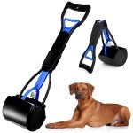 Foldable dog pooper scooper with long handle portable pet feces clip animal waste picker cleaning tools for pets outdoor