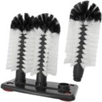 Glass washer brush cleaner bristle brush with 3 brushe heads & suction base for bar kitchen sink home tools