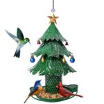 Green iron bird feeders christmas tree shape heavy-duty birds feeder hanging garden outdoor christmas decorations xmas supply