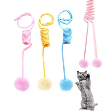 Hanging cat rope toy funny self-hey ropes plush cat scratch rope toys for cats interactive spring furball toy cat accessories