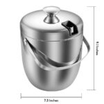 Ice bucket, insulated stainless steel double walled ice bucket 2.8l with lid and whiskey chilling stones for beer wine cooler
