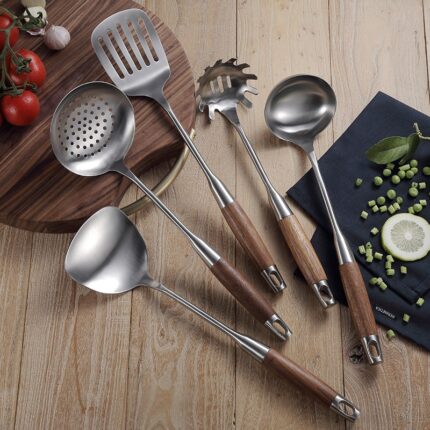 Kitchen cooking utensils, turner/ soup ladle/ slotted turner/ slotted spoon/ pasta server, 304 staniless steel
